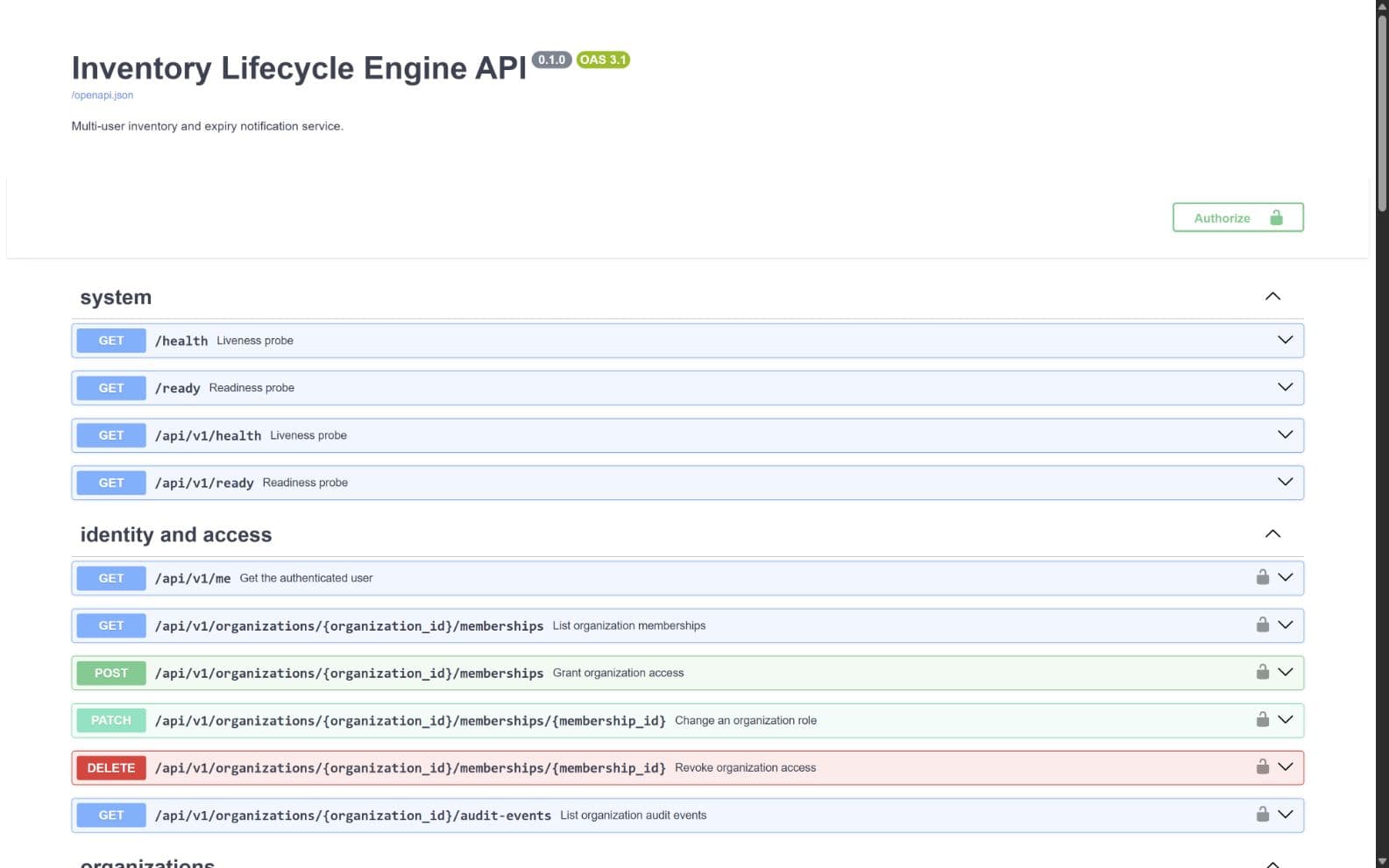 Live FastAPI OpenAPI contract